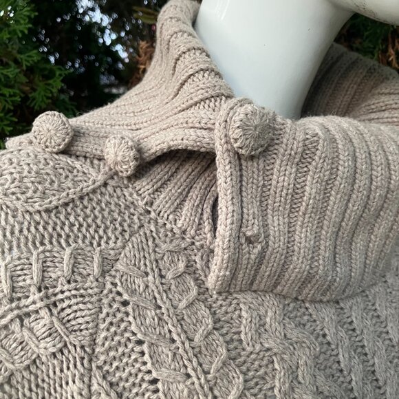 Anthro Sweater Poncho Cotton Wool with Convertable Collar Fiets Voor 2 M/L - Picture 5 of 7